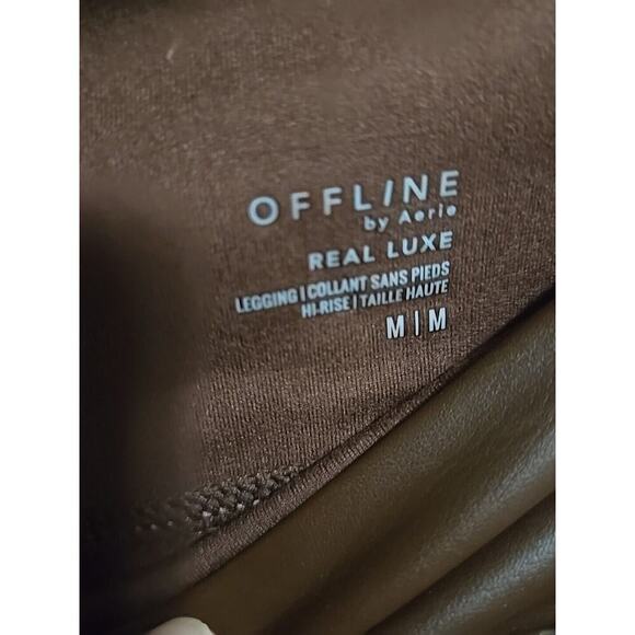 Leggings OFFLINE By Aerie Real Luxe Faux Leather Legging NEW Brown Size Medium - Picture 8 of 11